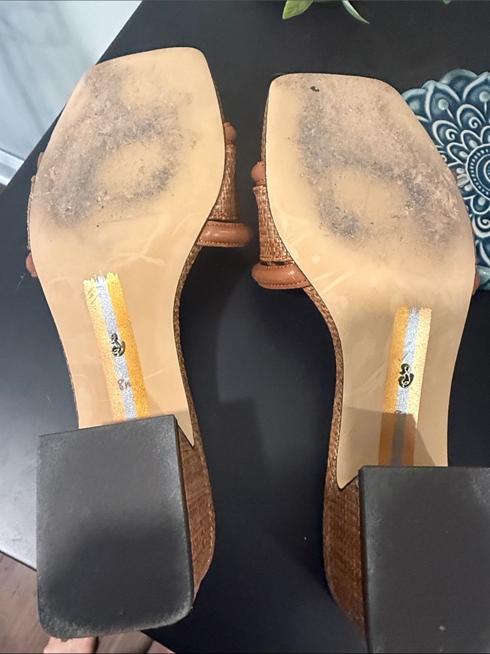 Sam Edelman Tan Woven Slide Mules - Picture 3 of 4